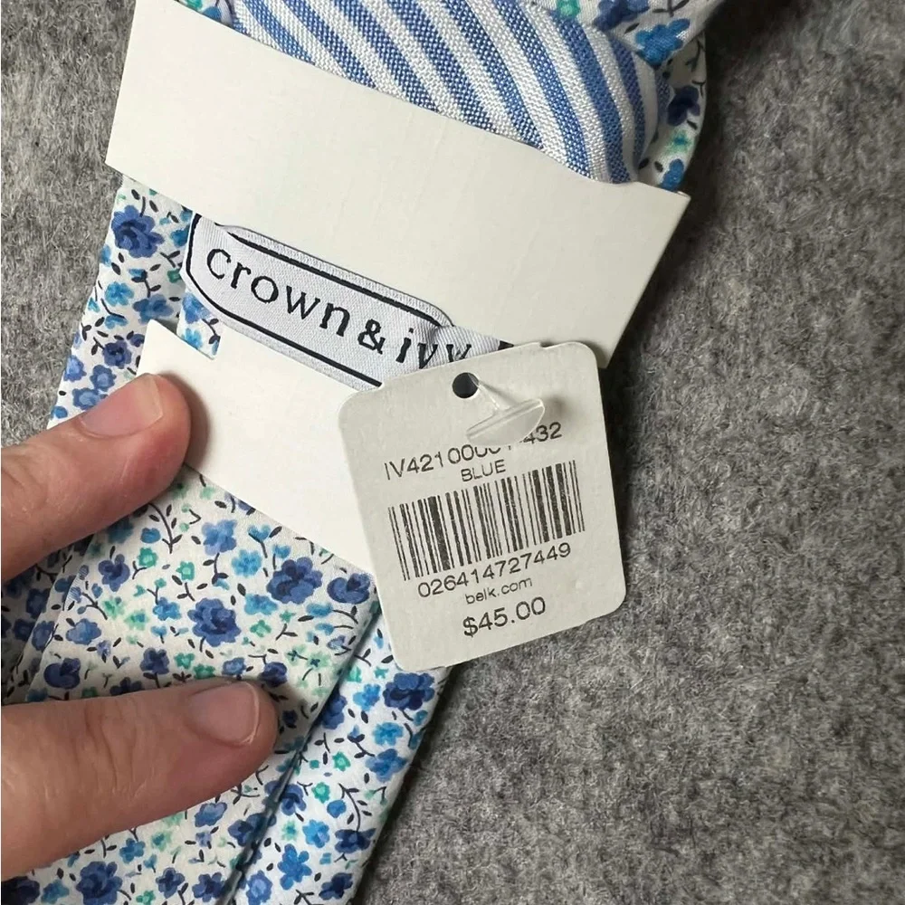Crown & Ivy‎ men's neck tie with a blue floral pattern  New
